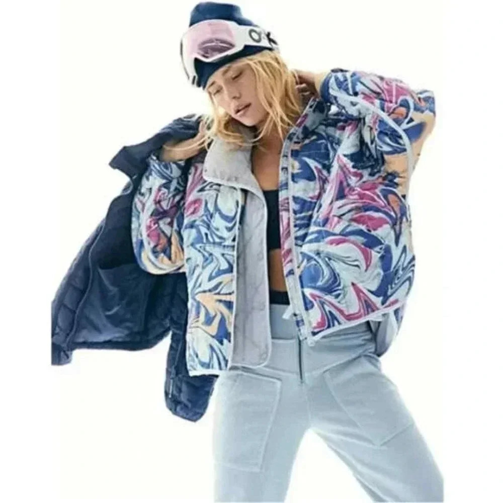 Free People Movement Printed Pippa Packable Puffer Jacket Swirl